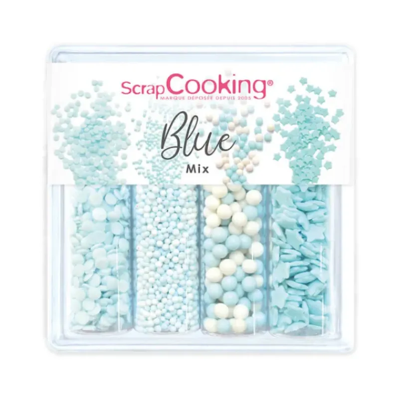 Décoration Comestible*SCRAPCOOKING 4 Décors en Sucre Blue Mix 64 g