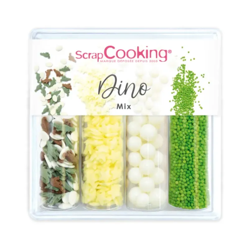 Décoration Comestible*SCRAPCOOKING 4 Décors en Sucre Dino Mix 61 g