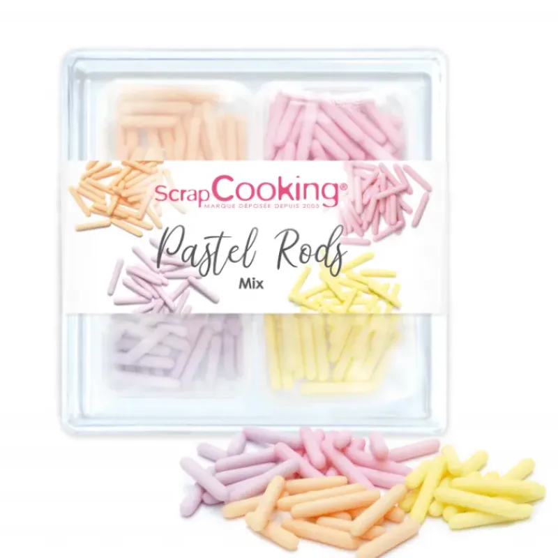 Décoration Comestible*SCRAPCOOKING 4 Décors en Sucre Pastel Rods 60 g