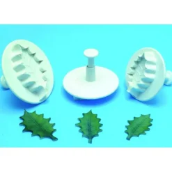 Emporte Pièce - Découpoir Pâtisserie*MALLARD FERRIERE 3 Découpoirs Grande Feuille de Houx à Poussoir