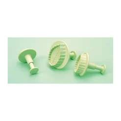 Emporte Pièce - Découpoir Pâtisserie*MALLARD FERRIERE 3 Découpoirs Petite Feuille de Rose à Poussoir