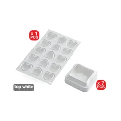 Moule Silicone|Moules À Gâteaux*SILIKOMART 7 Moules Silicone Coussin et 1 Plaque 15 Cœurs Bombés Professional