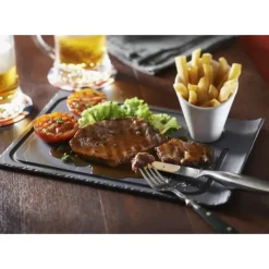 Vaisselle*REVOL Assiette à Steak Ardoise 33 x 22 cm Basalt