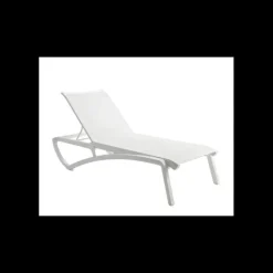 Salon De Jardin Professionnel*GROSFILLEX Bain de Soleil en Polypropylène Blanc Glacier Toile Blanche Sunset