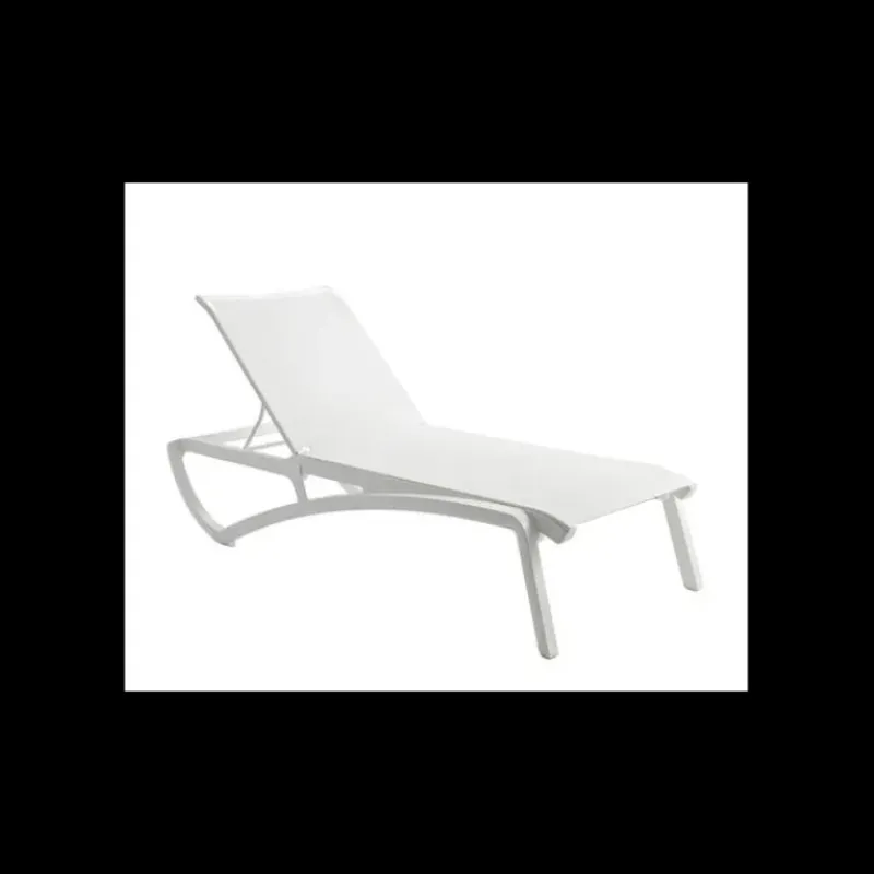 Salon De Jardin Professionnel*GROSFILLEX Bain de Soleil en Polypropylène Blanc Glacier Toile Blanche Sunset