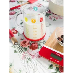 Balance De Cuisine*PEBBLY Balance de Cuisine Electronique Bambou Rectangle Rouge 23 x 16 cm