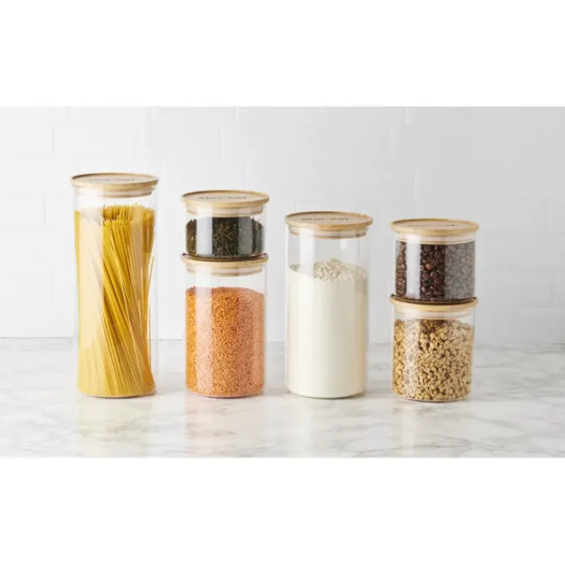 Conservation*MASTRAD Bocal en Verre 1,75 L avec Couvercle Bambou Stor'eat