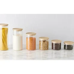 Conservation*MASTRAD Bocal en Verre 850 ml avec Couvercle Bambou Stor'eat