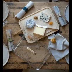 Servir, Présenter|Conservation*PEBBLY Boîte à Fromage avec Cloche en Verre et Plateau en Bambou 34 x 25 cm