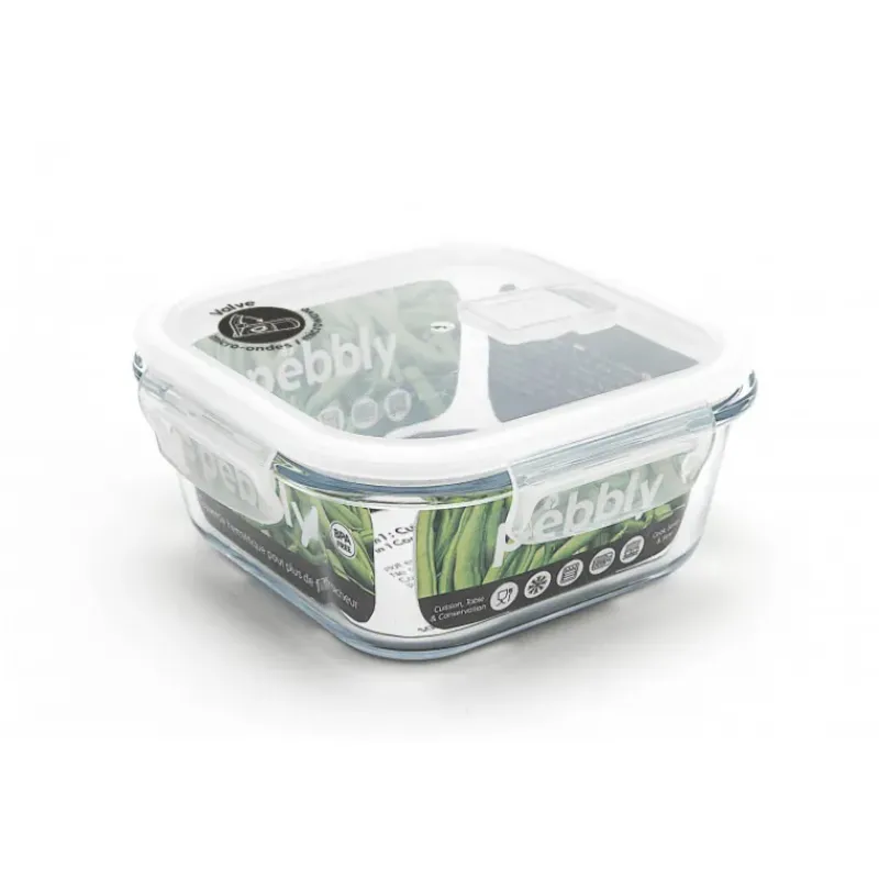 Plat De Cuisson|Conservation*PEBBLY Boîte de Conservation en Verre Carré 800 ml
