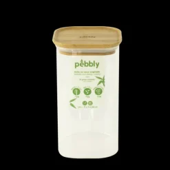 Conservation*PEBBLY Boîte de Conservation en Verre et Bambou Carré 1,4 L