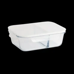 Plat De Cuisson|Conservation*PEBBLY Boîte de Conservation en Verre avec Compartiments Rectangle 1450 ml