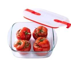 Conservation*PYREX Boîte de Conservation en Verre Carrée 14 x 12 cm 0,35 L Cook & Heat