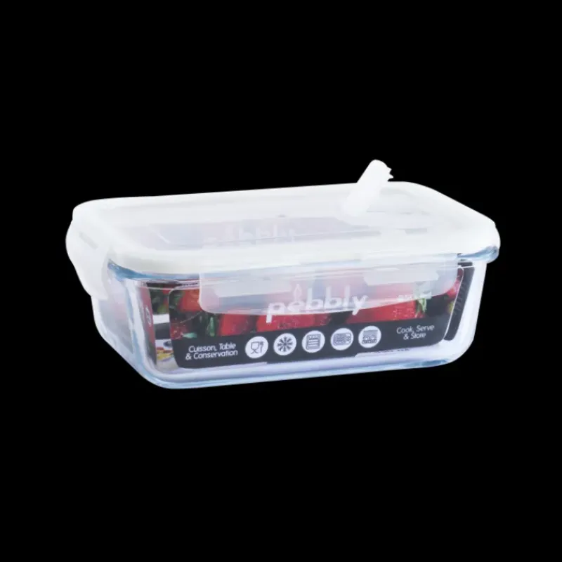 Conservation*PEBBLY Boîte de Conservation en Verre Rectangle 850 ml