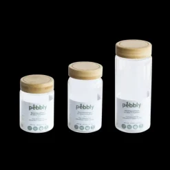 Conservation*PEBBLY Boîte de Conservation en Verre et Bambou Rond 450 ml