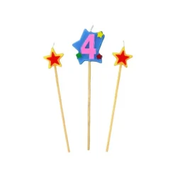 Décoration Gâteau*GATODECO Bougie Chiffre 4 avec 2 bougies étoiles Gatodéco