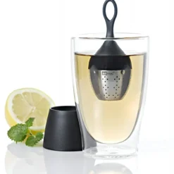 Vaisselle*ADHOC Boule à Thé avec Support Noir Ø 4 cm x H 12,5 cm