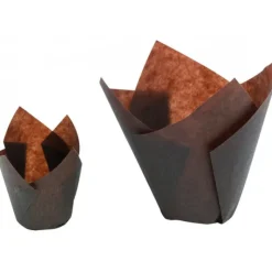 Moules En Papier*NORDIA Caissettes (x200) en Papier Tulipcup Brun Ø 5 cm H 9,5 cm