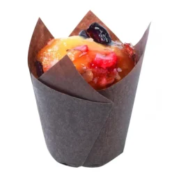 Moules En Papier*NORDIA Caissettes (x200) en Papier Tulipcup Brun Ø 5 cm H 9,5 cm
