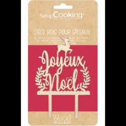 Décoration Gâteau*SCRAPCOOKING Cake Topper Bois Joyeux Noël 13cm