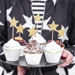 Décoration Gâteau*PARTYDECO Cake Toppers Étoiles Or (x6)
