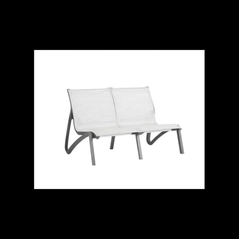 Mobilier Lounge|Salon De Jardin Professionnel*GROSFILLEX Canapé Conversationnel Noir Volcanique Toile Gris Chiné Sunset