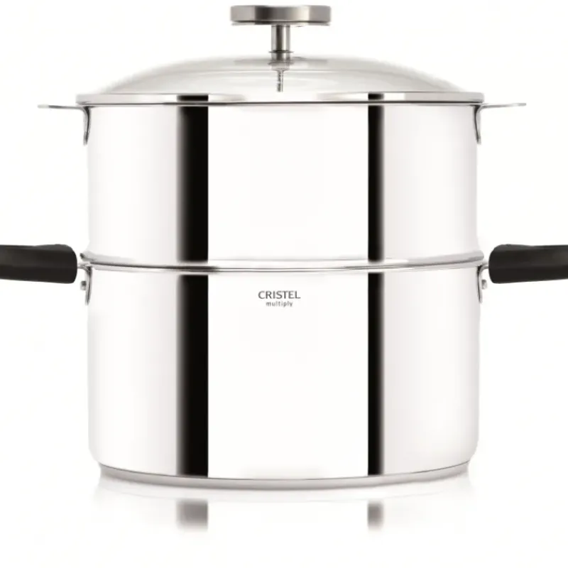 Cuiseur Vapeur|Casseroles*CRISTEL Casserole et Cuit Vapeur Inox Ø 20 cm Anses Mutine Noir Biome