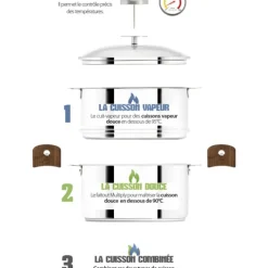 Cuiseur Vapeur|Casseroles*CRISTEL Casserole et Cuit Vapeur Inox Ø 20 cm Anses Mutine Noir Biome