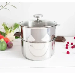 Cuiseur Vapeur|Casseroles*CRISTEL Casserole et Cuit Vapeur Inox Ø 24 cm Anses Noyer Biome