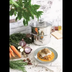 Cuiseur Vapeur|Casseroles*CRISTEL Casserole et Cuit Vapeur Inox Ø 24 cm Anses Mutine Noir Biome