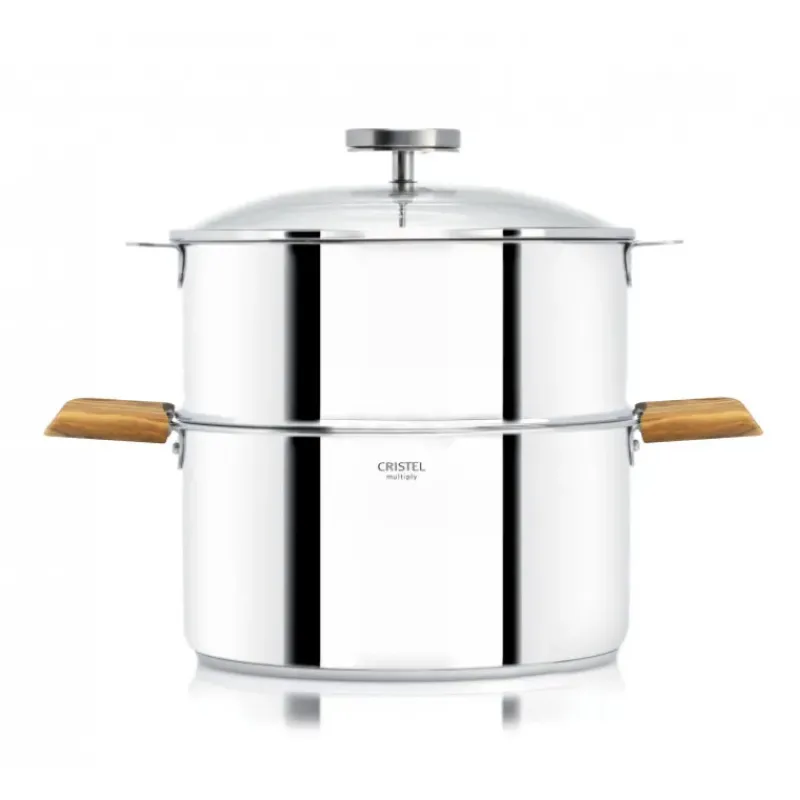 Cuiseur Vapeur|Casseroles*CRISTEL Casserole et Cuit Vapeur Inox Ø 24 cm Anses Olivier Biome