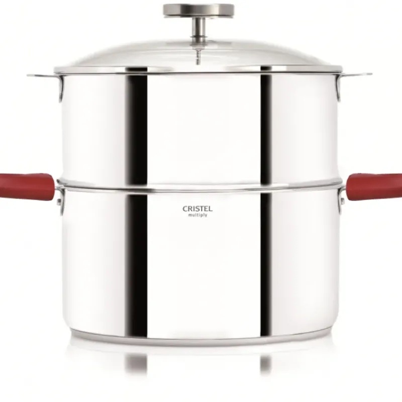 Cuiseur Vapeur|Casseroles*CRISTEL Casserole et Cuit Vapeur Inox Ø 20 cm Anses Mutine Framboise Biome