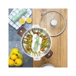 Casseroles*CRISTEL Casserole et Cuit Vapeur Inox Ø 20 cm Anses Noyer Biome