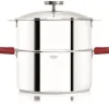 Cuiseur Vapeur|Casseroles*CRISTEL Casserole et Cuit Vapeur Inox Ø 24 cm Anses Mutine Framboise Biome