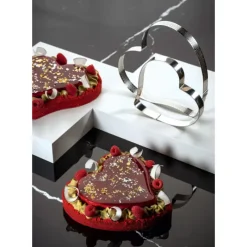Cercle À Patisserie*PAVONI Cercle à Entremets Coeur Inox Micro-perforé 22,5 x 21 cm x H 3,5 cm