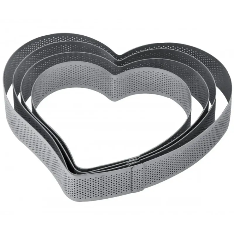 Cercle À Patisserie*PAVONI Cercle à Entremets Coeur Inox Micro-perforé 20,5 x 19 cm x H 3,5 cm