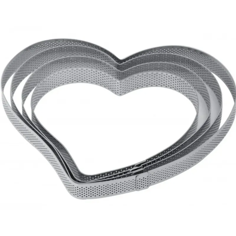 Cercle À Patisserie*PAVONI Cercle à Tarte Coeur Inox Micro-perforé 22,5 x 21 cm x H 2 cm