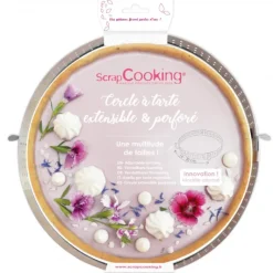 Cercle À Patisserie*SCRAPCOOKING Cercle à Tarte Extensible Inox Perforé 16 à 30 cm