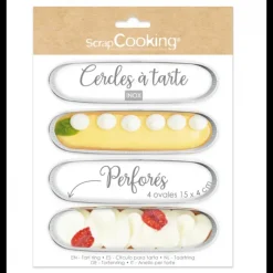 Cercle À Patisserie*SCRAPCOOKING Cercles à Tarte Individuels Perforés Eclair 15 x 4 cm (x4)