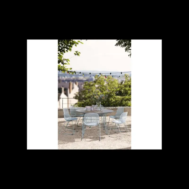 Mobilier Terrasse Restaurant*GROSFILLEX Chaise en Acier avec Assise Résine Bleu Ether Ramatuelle 73’