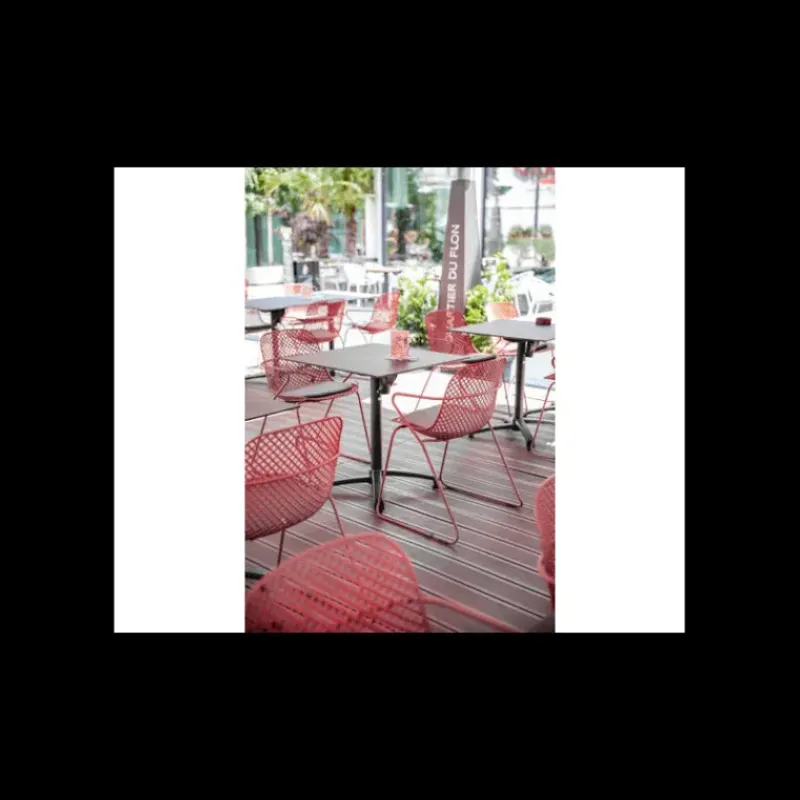 Mobilier Terrasse Restaurant*GROSFILLEX Chaise en Acier avec Assise Résine Rouge Bossa Nova Ramatuelle 73’