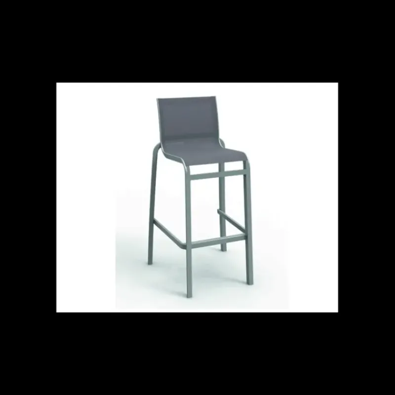 Mobilier Terrasse Restaurant|Mobilier Restaurant*GROSFILLEX Chaise Haute Gris Platinium et Toile Grise Sunset