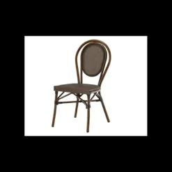 Mobilier Terrasse Restaurant*LYROSE Chaise Imitation Rotin Moka et Bois