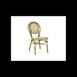 Mobilier Terrasse Restaurant*LYROSE Chaise Tressée Bamboo Chocolat et Crème