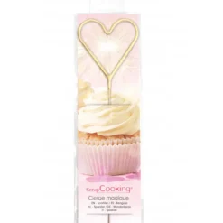 Décoration Gâteau*SCRAPCOOKING Cierge Magique Coeur Or 18 cm