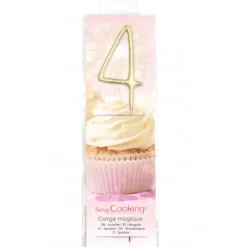 Décoration Gâteau*SCRAPCOOKING Cierge Magique Or 17,5 cm Chiffre 4