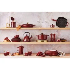 Cocotte En Fonte*LE CREUSET Cocotte en Fonte Ovale 31 cm Garnet Bouton Doré Signature