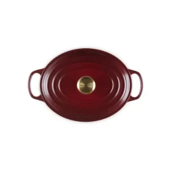 Cocotte En Fonte*LE CREUSET Cocotte en Fonte Ovale 29 cm Garnet Bouton Doré Signature