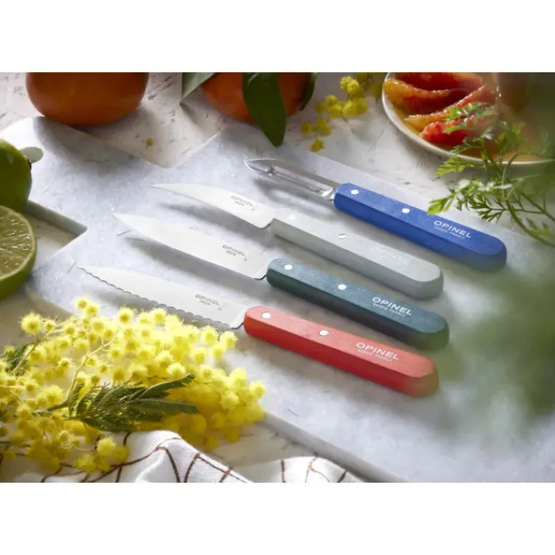 Couteau D'office|Eplucheurs, Dénoyauteur*OPINEL Coffret 3 Couteaux de Cuisine et un Eplucheur Primo Les Essentiels