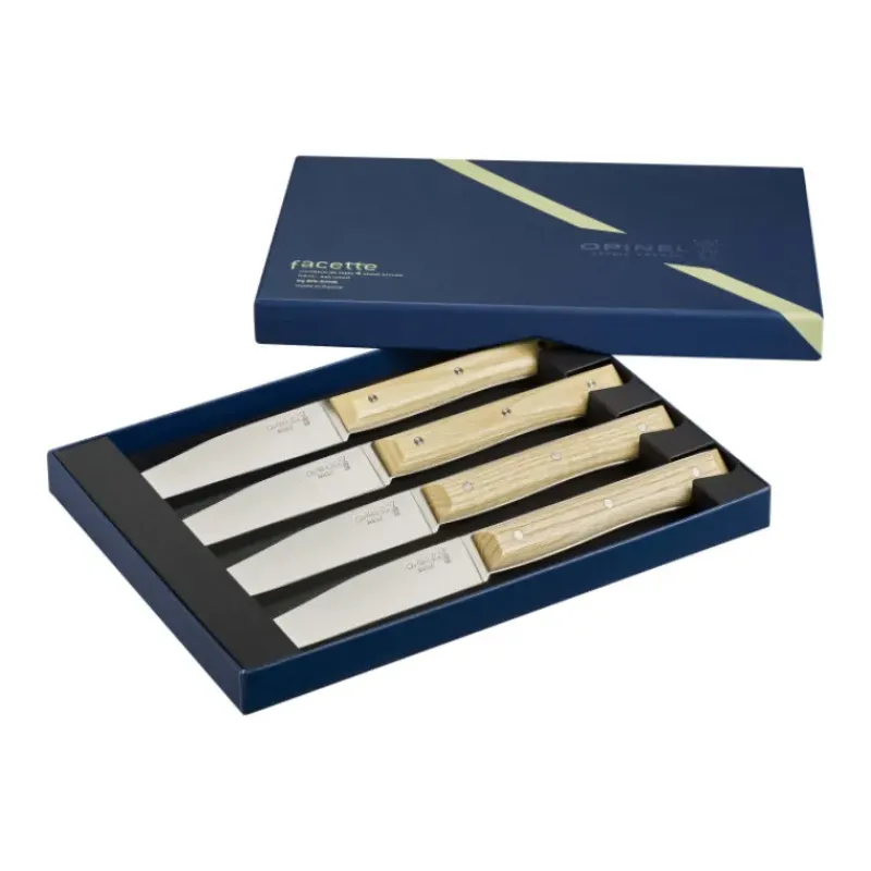 Couverts*OPINEL Coffret 4 Couteaux de Table Olivier Facette
